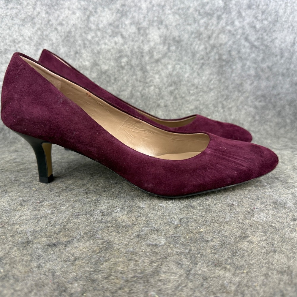 Franco Sarto Womens‎ Burgundy Suede Pointed Toe Kitten Heel Pumps Dress Shoes